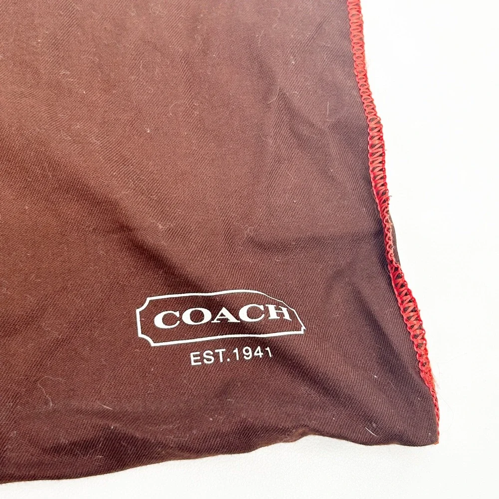 COACH Brown Drawstring Purse Handbag Dust Bag Pouch Red Trim 13